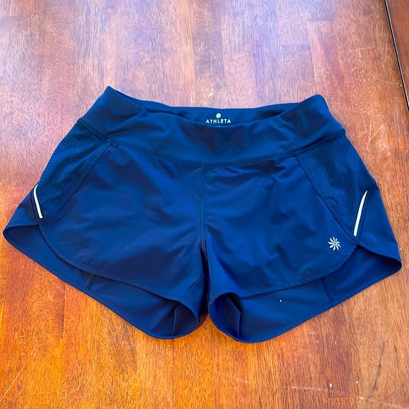 2 pair Athleta track this run short, navy blue/blk - Picture 2 of 11